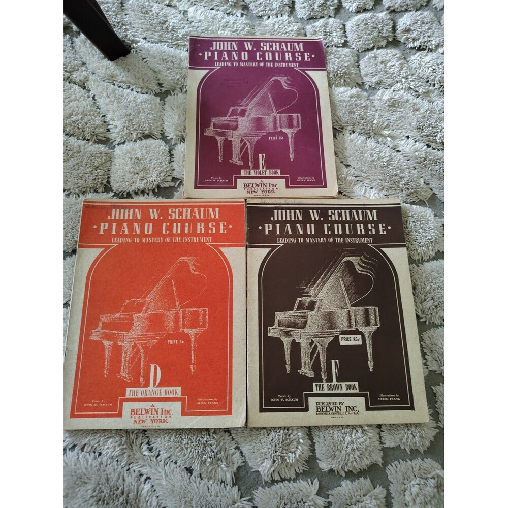 3 John W. Schaum Piano Course Book D Orange E Violet F Brown By Belwin Inc.